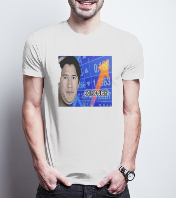 Cloak Oddly Specific Clonks Meme Face With Stock Market Arrow T-Shirt