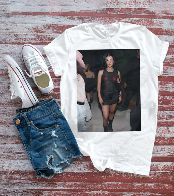 Charli D’Amelio Black Mesh Dress With Red X Details T-Shirt