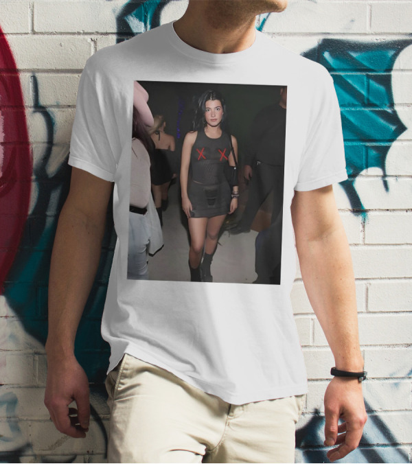 Charli D’Amelio Black Mesh Dress With Red X Details T-Shirt