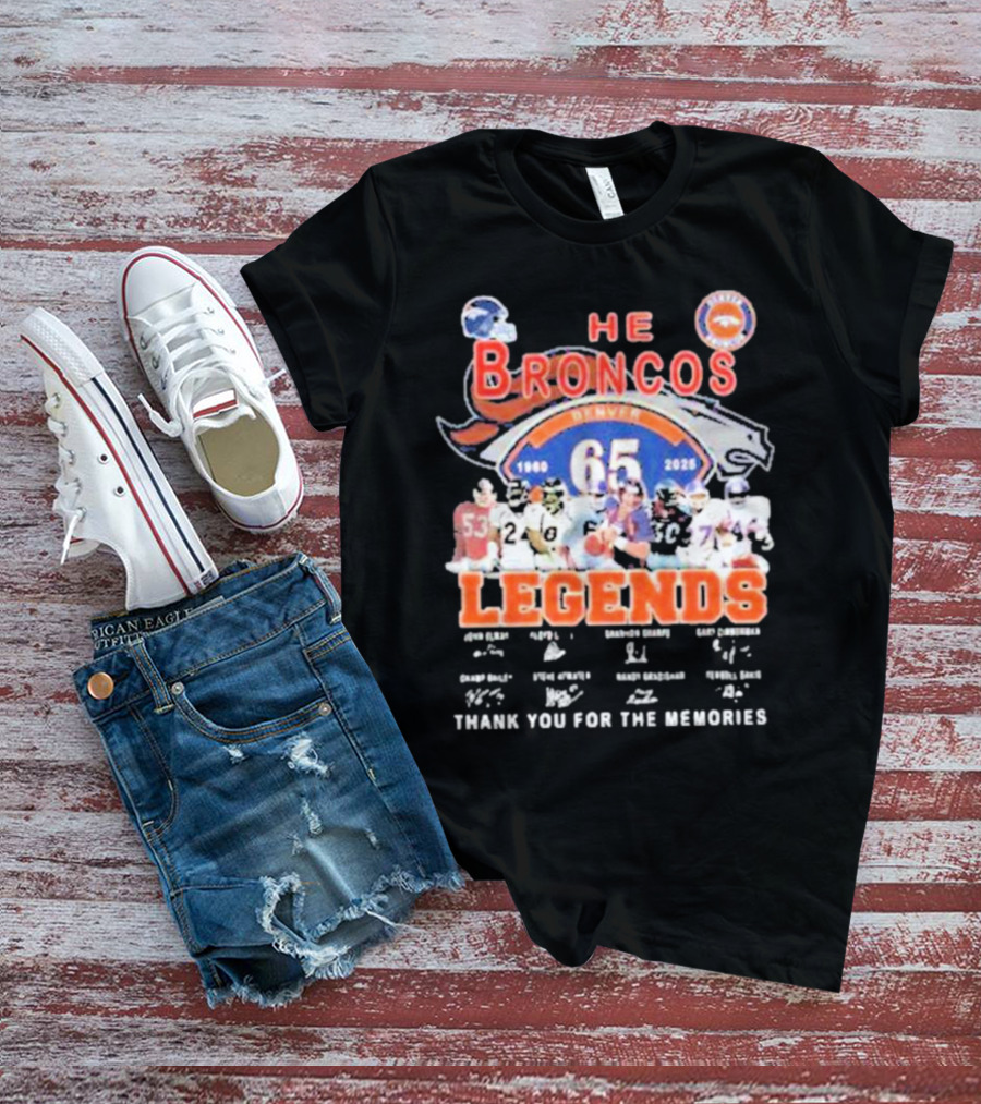 Denver Broncos 65 Year Legends 1960-2025 Thank You For The Memories T-Shirt