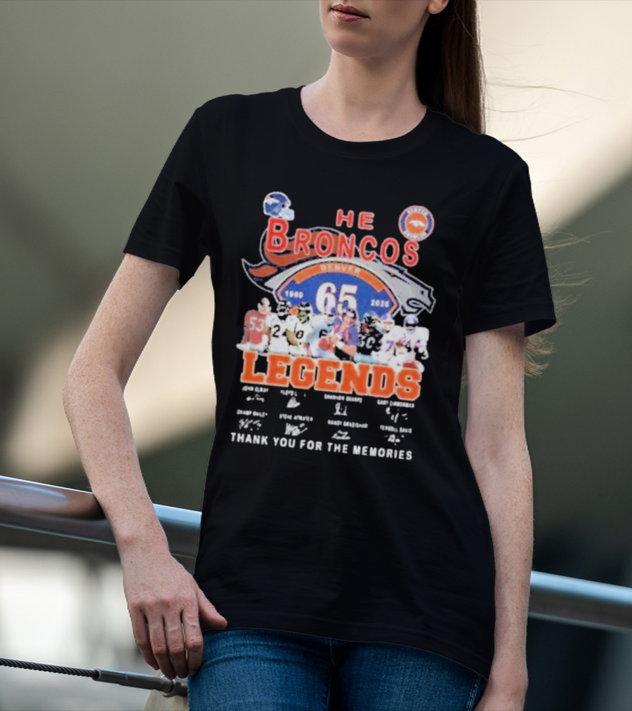 Denver Broncos 65 Year Legends 1960-2025 Thank You For The Memories T-Shirt