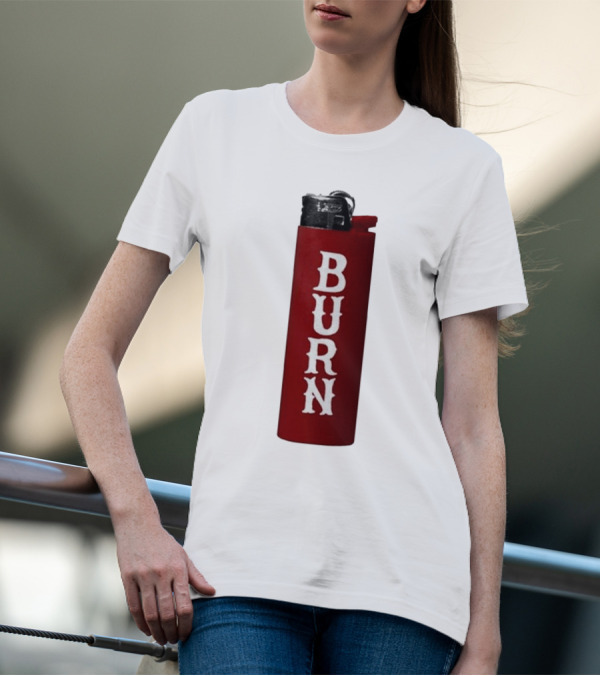 Eaj Burn Red Lighter Vertical Text T-Shirt
