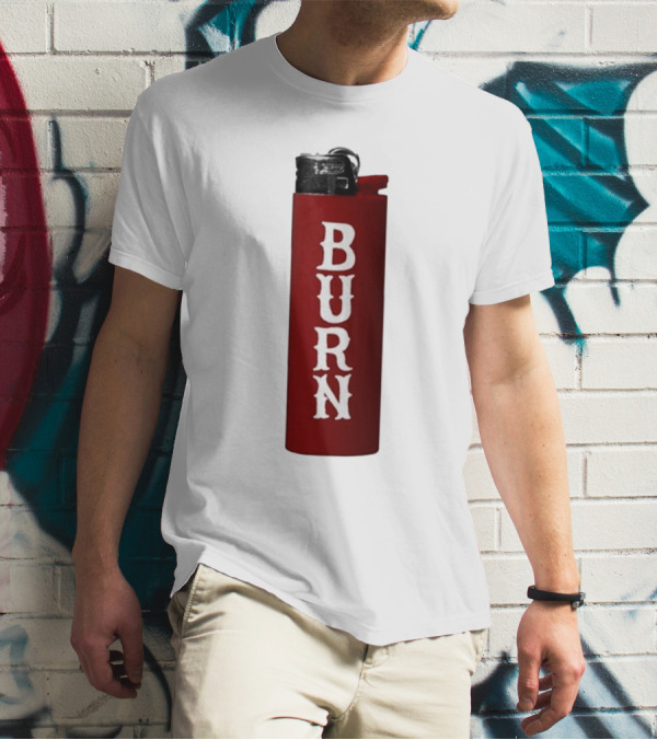 Eaj Burn Red Lighter Vertical Text T-Shirt