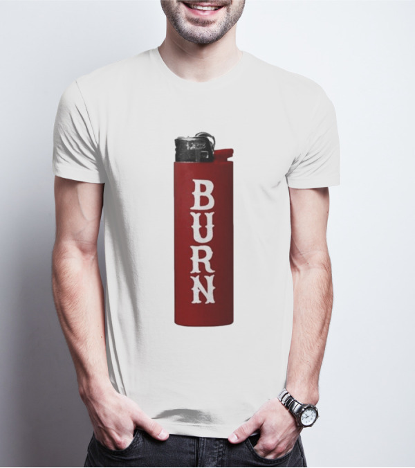 Eaj Burn Red Lighter Vertical Text T-Shirt
