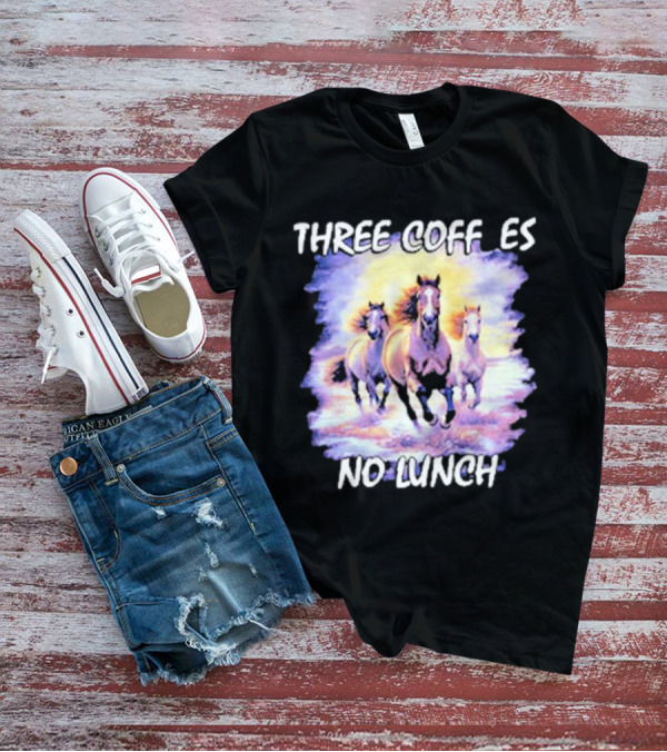 Three Coffees No Lunch Horse Trio Running T-Shirt