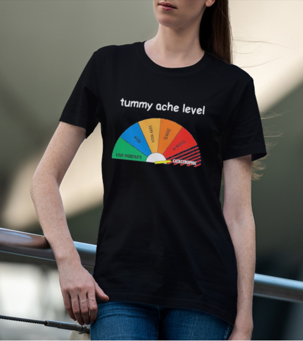 Tummy Ache Level Catastrophic Scale Low Moderate Severe Cringe T-Shirt