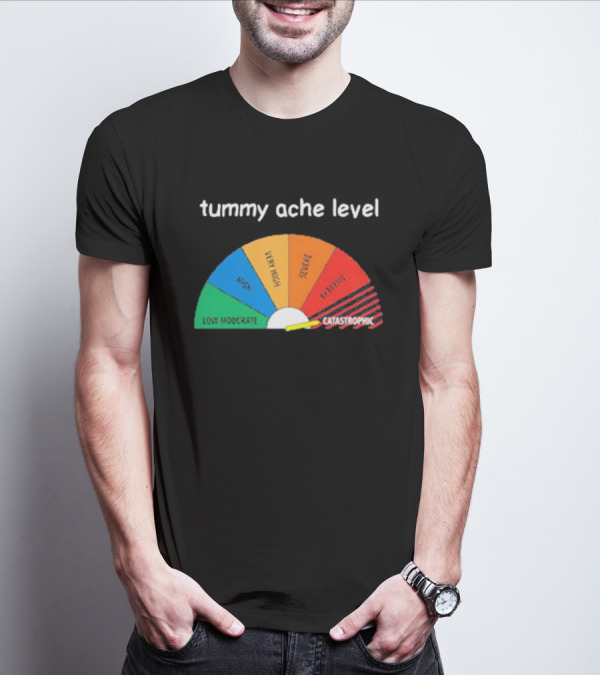 Tummy Ache Level Catastrophic Scale Low Moderate Severe Cringe T-Shirt