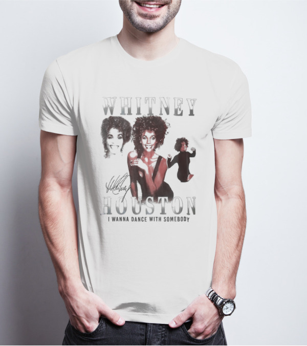 Whitney Houston I Wanna Dance With Somebody Vintage Portrait Signature T-Shirt