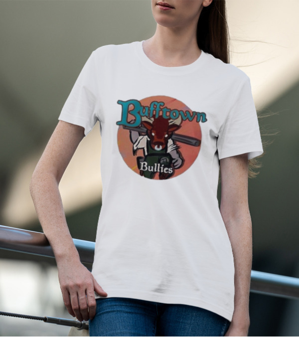 Bufftown Bullies Bull Character Holding Bat T-Shirt