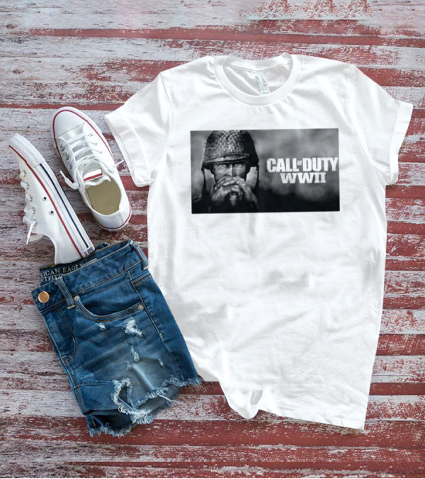 Call Of Duty WWII Soldier Image Black And White T-Shirt