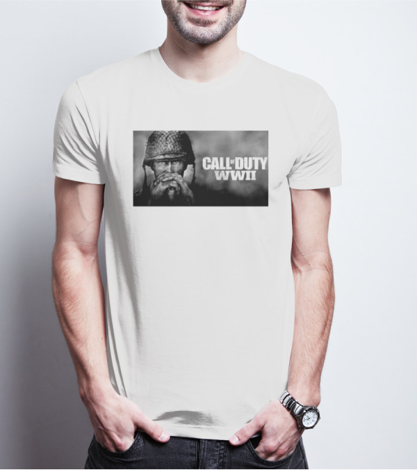 Call Of Duty WWII Soldier Image Black And White T-Shirt