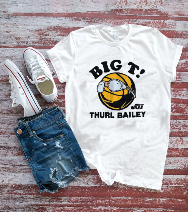 Big T Thurl Bailey Basketball Caricature With Glasses Utah Jazz T-Shirt