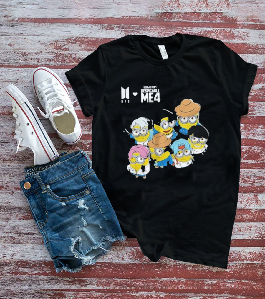 BTS Minions Collaboration Despicable Me 4 Characters Fashion Mashup T-Shirt