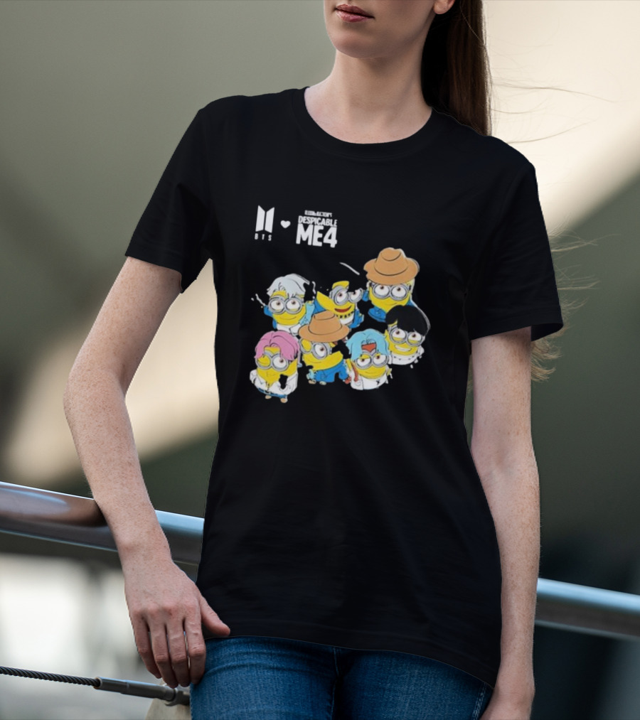 BTS Minions Collaboration Despicable Me 4 Characters Fashion Mashup T-Shirt