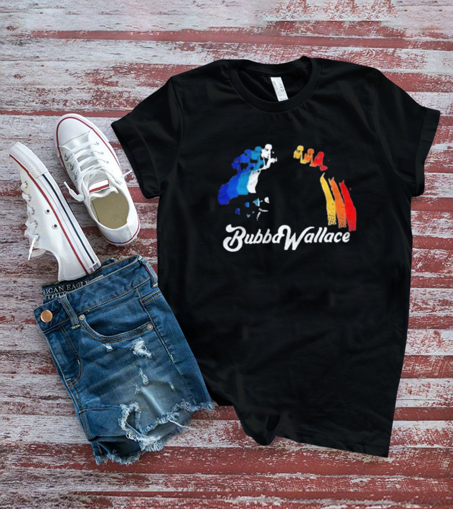 Bubba Wallace Charcoal Blue Red Yellow Brush Strokes T-Shirt