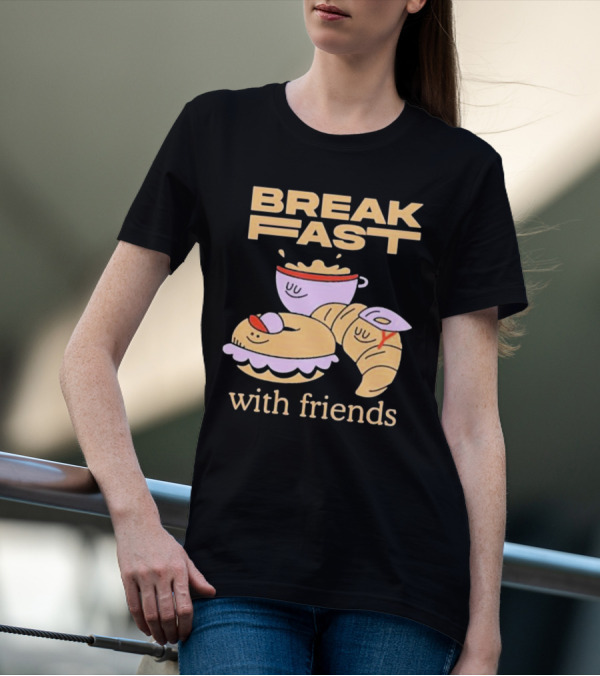 Breakfast With Friends Breakfast Racing Team Cup Croissant Bun T-Shirt