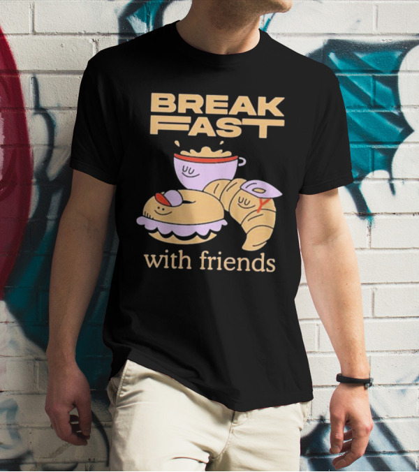 Breakfast With Friends Breakfast Racing Team Cup Croissant Bun T-Shirt
