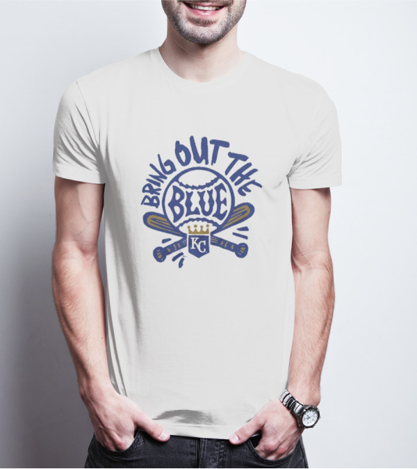 Bring Out The Blue KC Baseball Crown Bats T-Shirt
