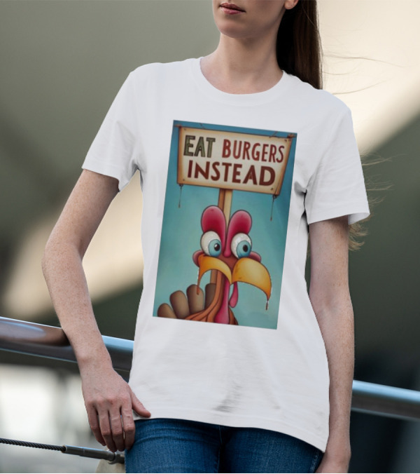 Eat Burgers Instead Funny Turkey Cartoon T-Shirt