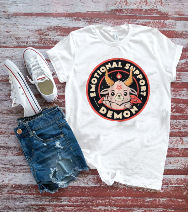 Emotional Support Demon Cute Devil Goat With Wings And Fire T-Shirt