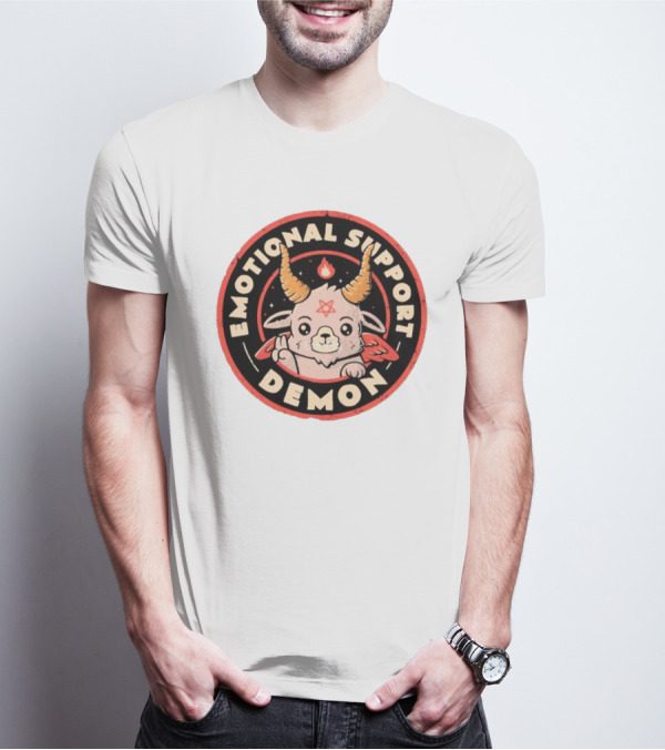 Emotional Support Demon Cute Devil Goat With Wings And Fire T-Shirt