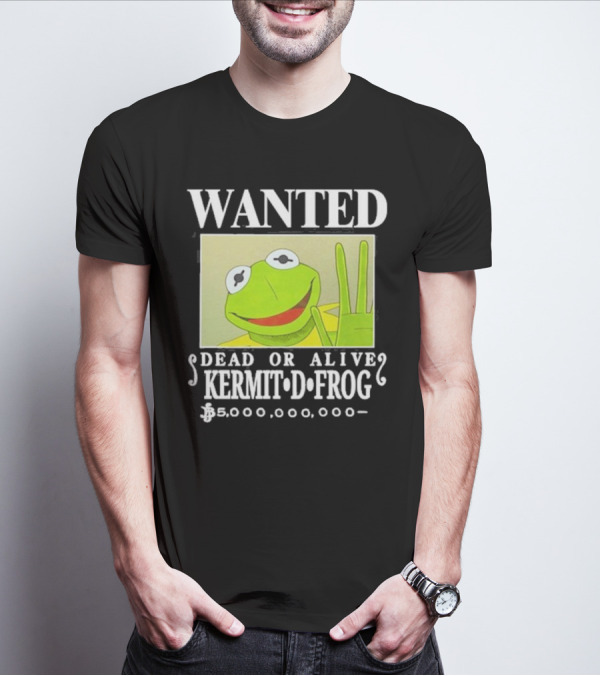 Wanted Dead Or Alive Kermit D. Frog Funnyahhtees $5,000,000,000 T-Shirt