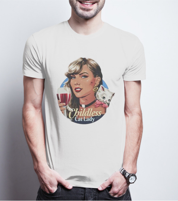 Childless Cat Lady Wine And Kitty T-Shirt