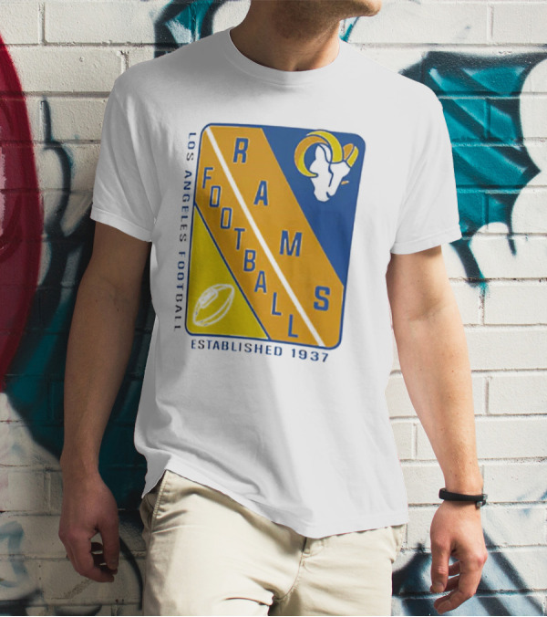 Established 1937 Los Angeles Football Rams Starter Shield Footballs T-Shirt
