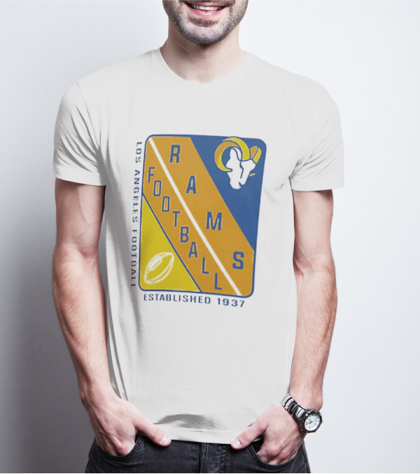 Established 1937 Los Angeles Football Rams Starter Shield Footballs T-Shirt