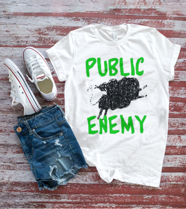 Public Enemy Sheep Black And Green Text T-Shirt