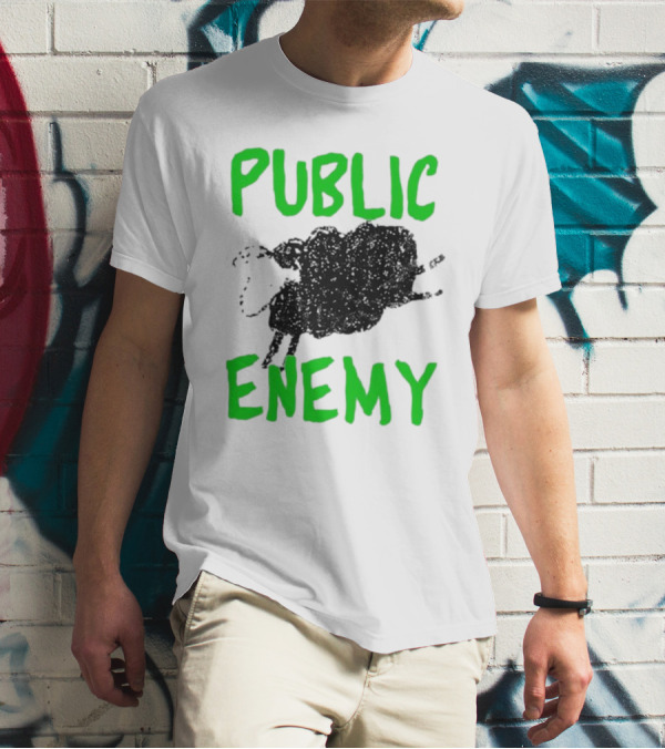 Public Enemy Sheep Black And Green Text T-Shirt