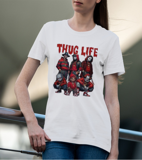 Thug Life Horror Clown Gang Red Hoodies T-Shirt