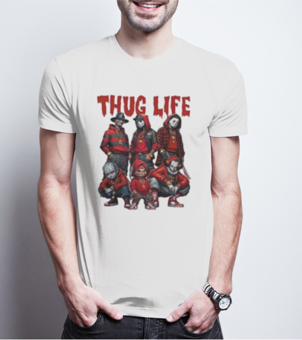 Thug Life Horror Clown Gang Red Hoodies T-Shirt