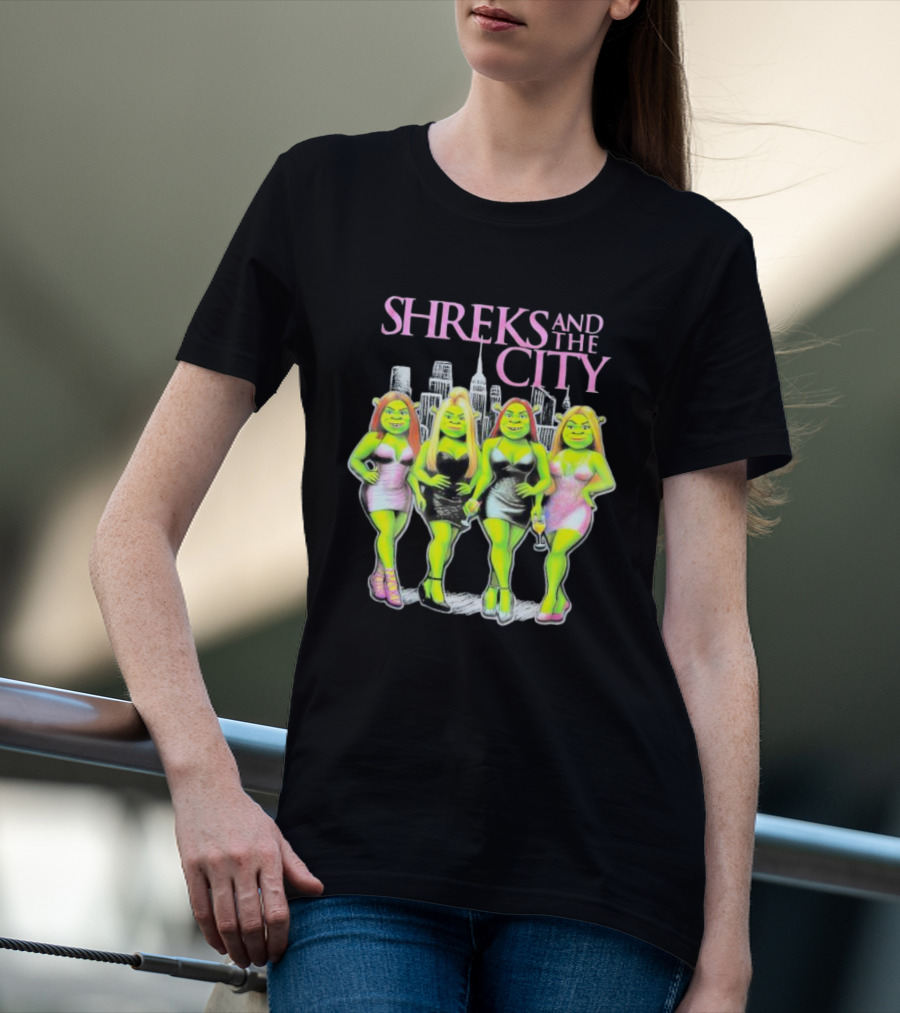Shreks And The City Four Lady Shreks New York Skyline T-Shirt