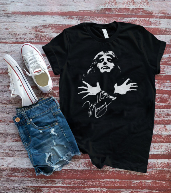 Freddie Mercury Queen Band Autograph Iconic Pose T-Shirt