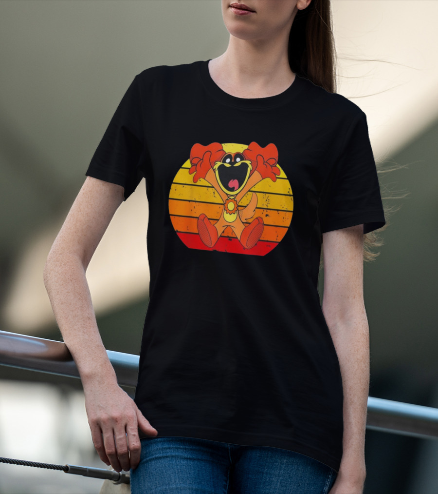 Funny Vintage Smiling Critters Catnap Dogday Lover Retro Sunset T-Shirt