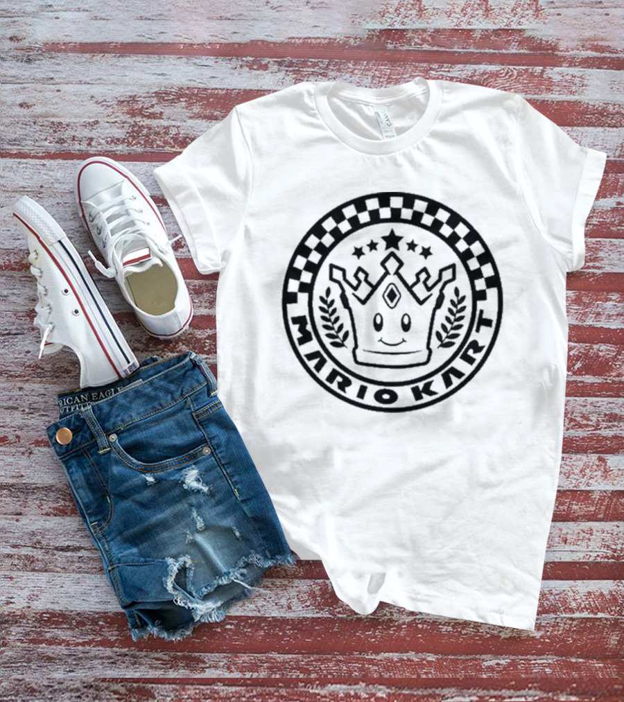 Damien Haas Wearing Mario Kart Crown Emblem Super Nintendo World T-Shirt
