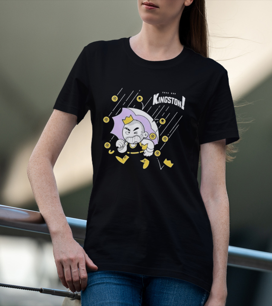 Bald Emo Kingston Character With Umbrella And Crown Symbols T-Shirt