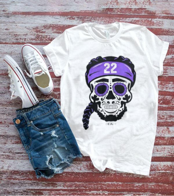 Derrick Henry 22 NFLPA Sugar Skull Baltimore Ravens Braids T-Shirt
