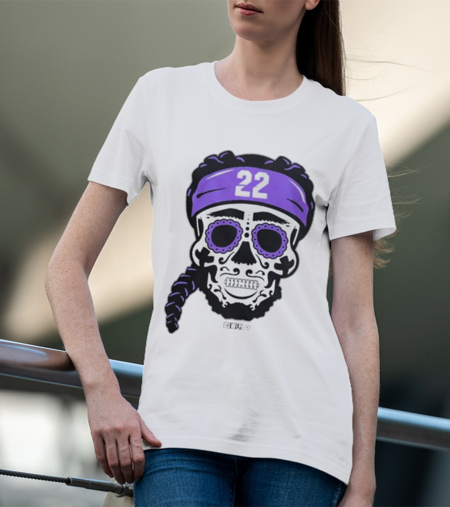 Derrick Henry 22 NFLPA Sugar Skull Baltimore Ravens Braids T-Shirt
