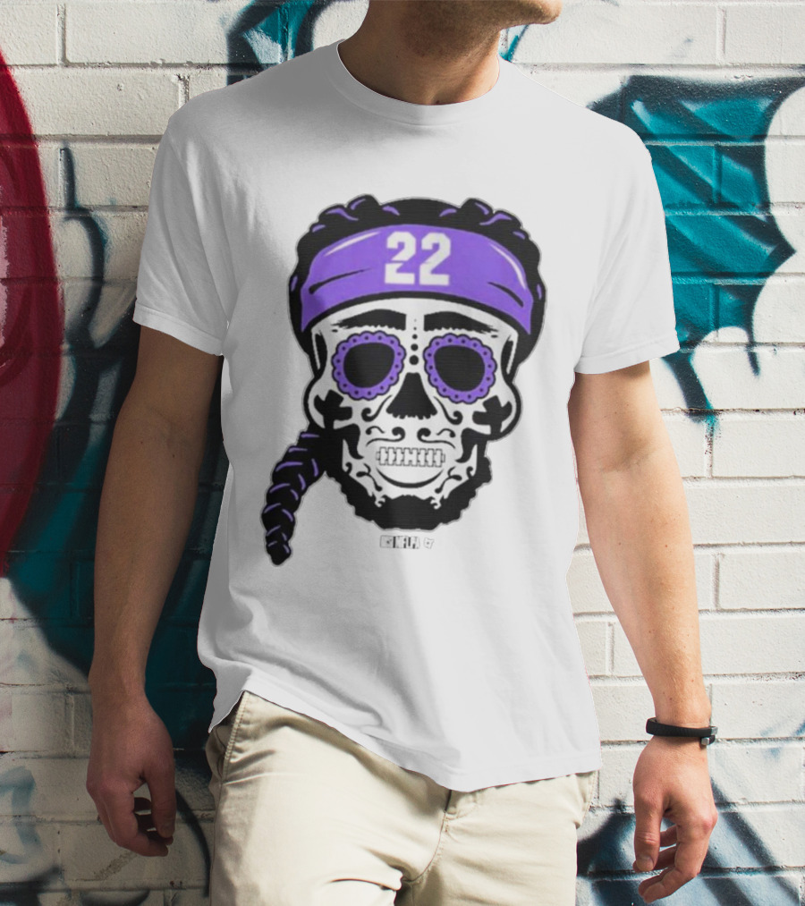 Derrick Henry 22 NFLPA Sugar Skull Baltimore Ravens Braids T-Shirt