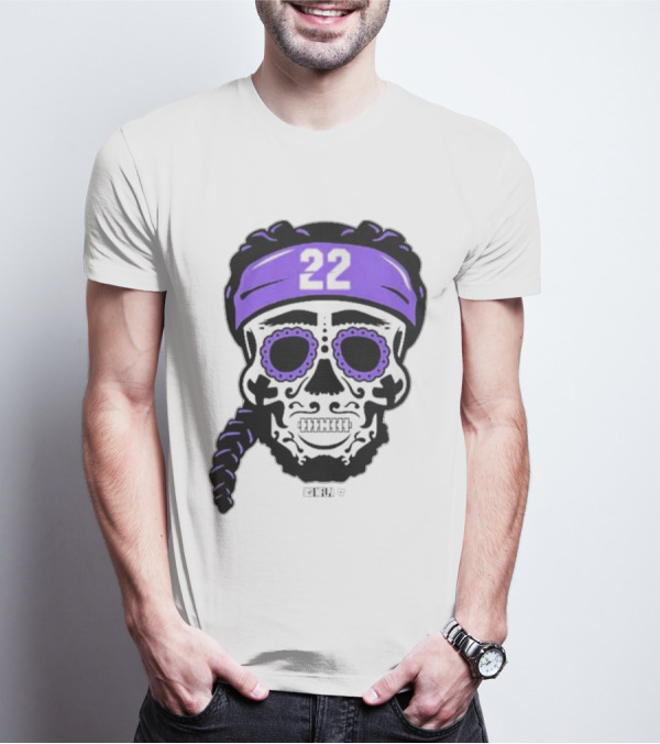 Derrick Henry 22 NFLPA Sugar Skull Baltimore Ravens Braids T-Shirt