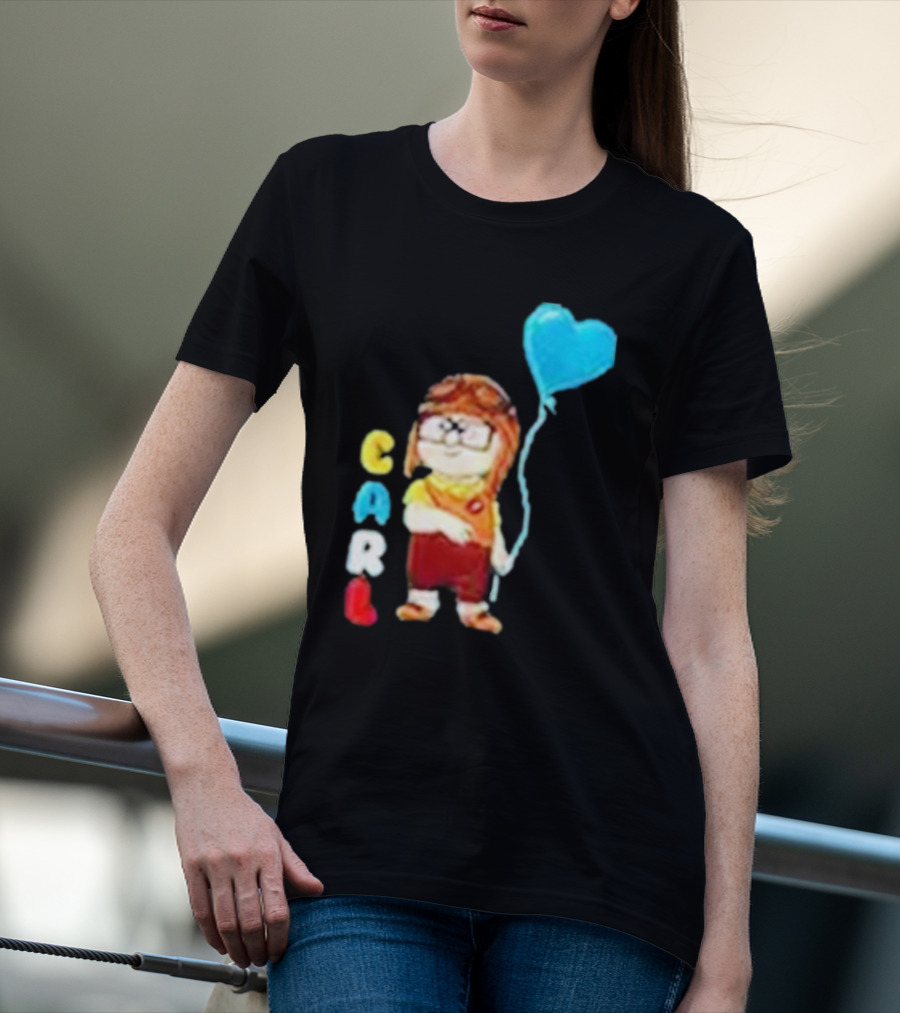 Disney Pixar Up Carl Holding Heart Balloon Couples T-Shirt