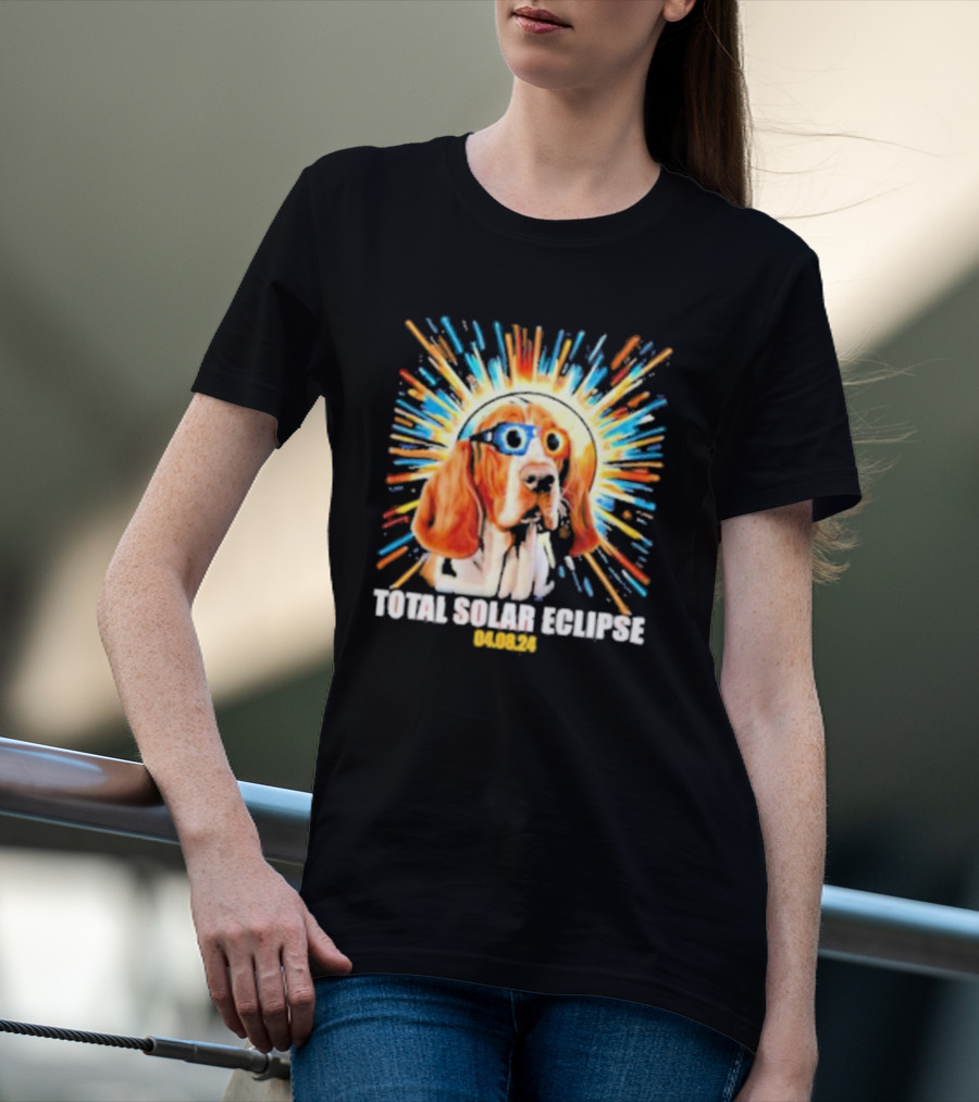 Total Solar Eclipse Dog Wearing Eclipse Glasses 04.08.24 T-Shirt
