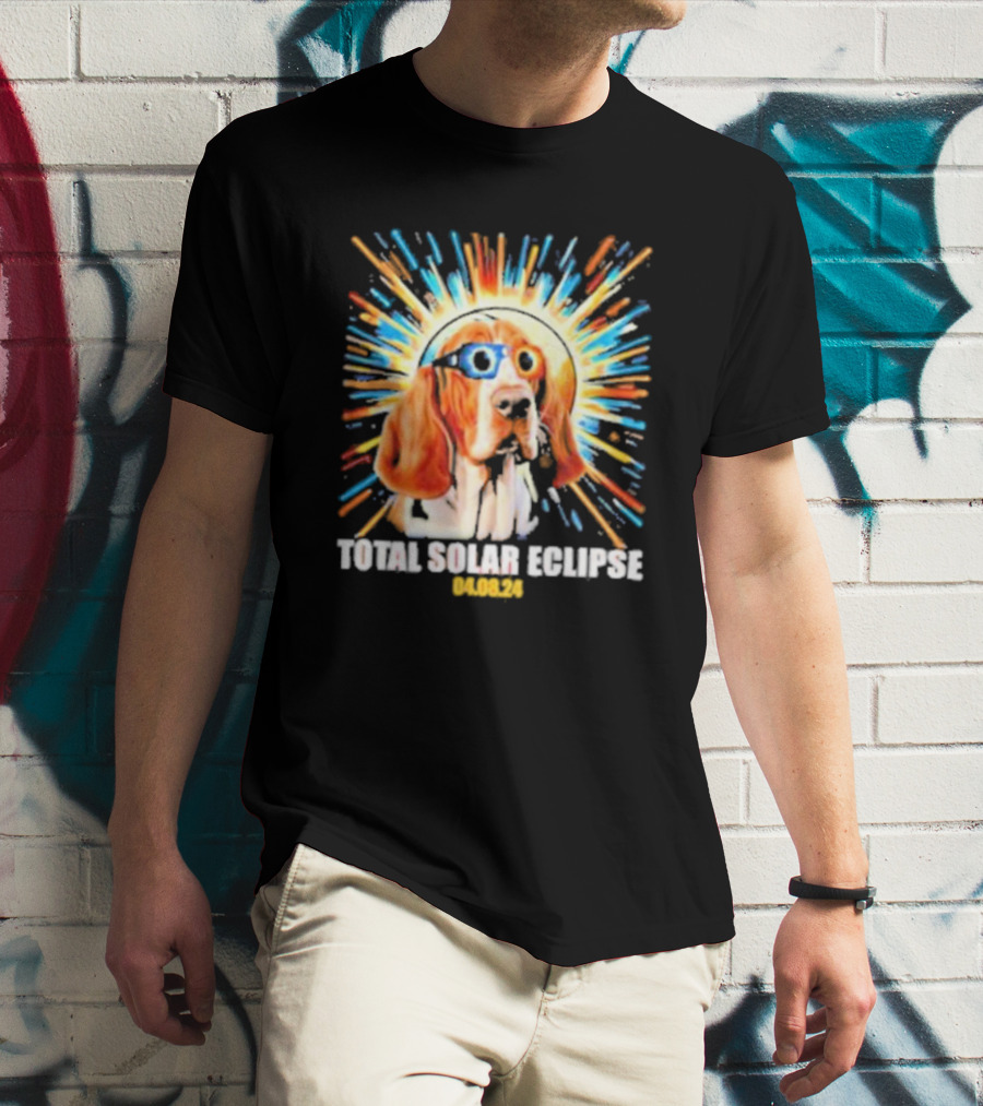 Total Solar Eclipse Dog Wearing Eclipse Glasses 04.08.24 T-Shirt