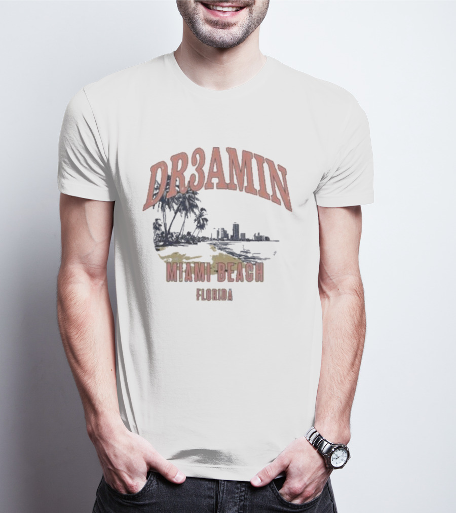 DR3AMIN Miami Beach Florida Skyline T-Shirt