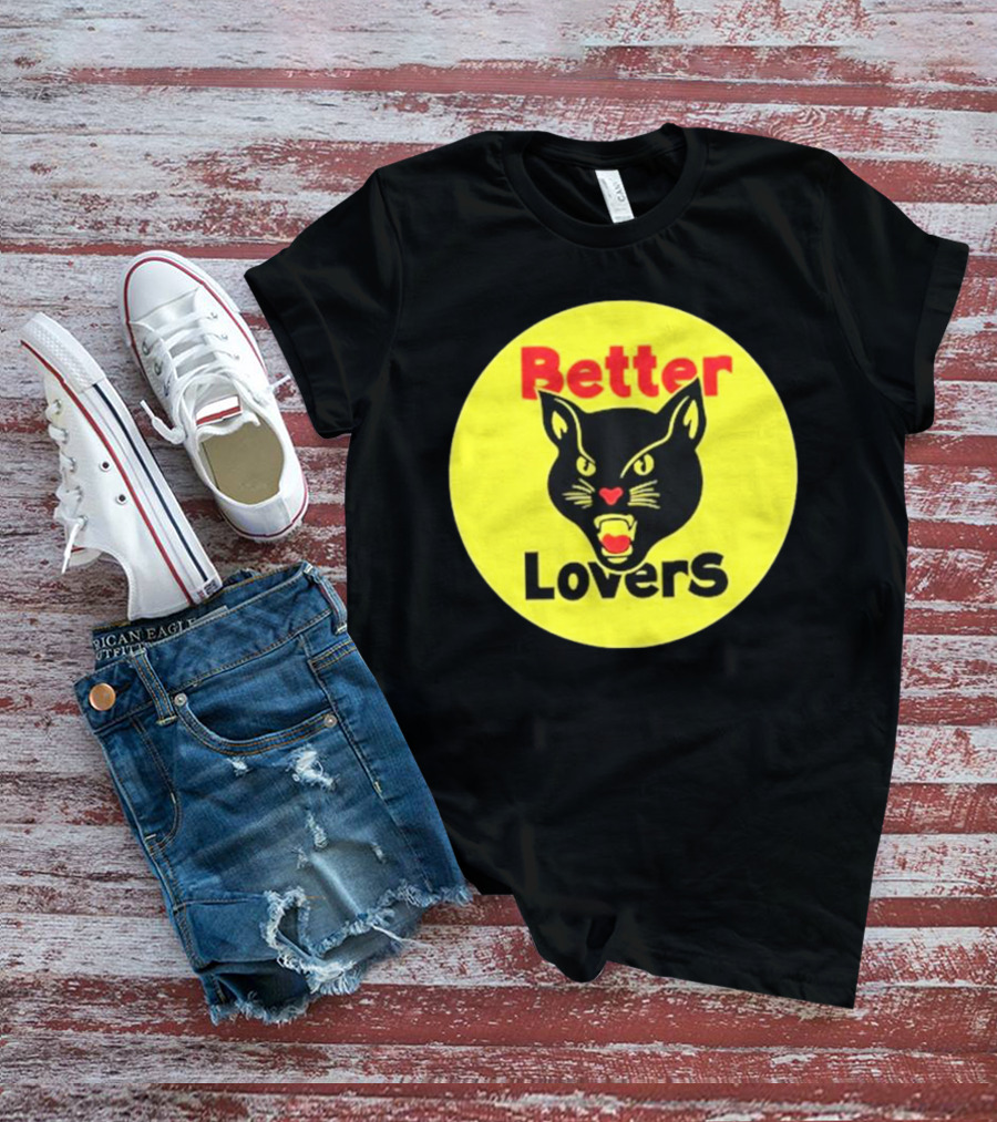 Better Lovers Band Better Lovers Black Cat Bootleg Better Lovers Black Cat Yellow Circle T-Shirt