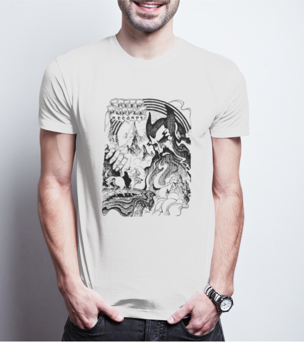 Creep Purple Records Devil Mountain Landscape With Horse And Rainbow T-Shirt