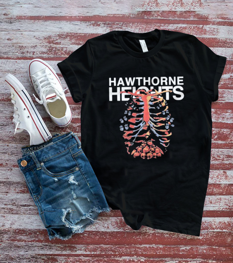 Hawthorne Heights Ribcage Skeleton Skulls T-Shirt