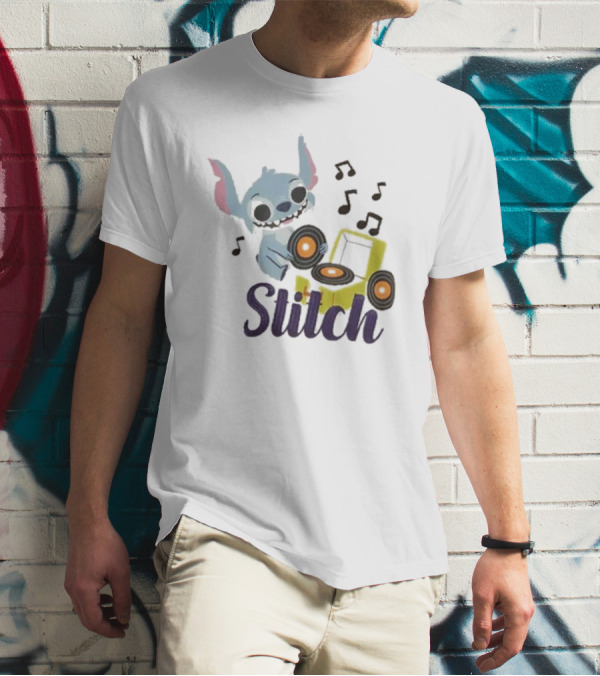 Her Universe Disney Stitch Record Player Isometric Ringer T-Shirt